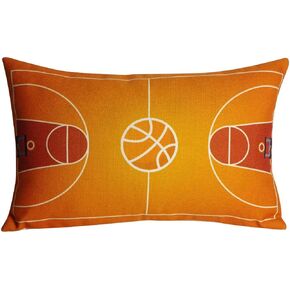 Cover only, Basketball Court Throw Pillow Cover,Basketball Decor Cotton Linen Throw Pillow Case 12X20 Inches Cover