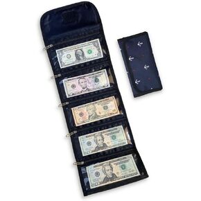 Money Wallet Organizer for Cash with 5 Zippered Pockets - Handy Currency Organizer & Cash Envelope Wallet - Ideal Money Holder for Bills, Coins, Foreign Currencies and Travel - Black
