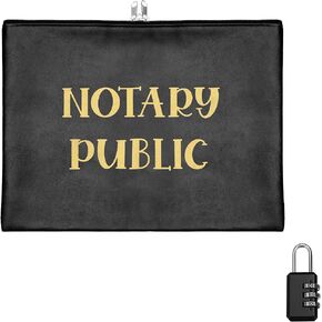 Notary Bag and Lock Kit Notary Supplies Leather Notary Tools Notary Public Supply Bag with Zipper Locking Accessories Pouch for Record Book Handbook Seal Stamp Document, 10 x 13 Inches, Black (1 Set)