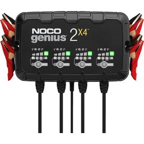 NOCO GENIUS2X4, 4-Bank, 8A (2A/Bank) Smart Car Battery Charger, 6V/12V Automotive Charger, Battery Maintainer, Trickle Charger, Float Charger and Desulfator for Motorcycle, ATV and Lithium Batteries