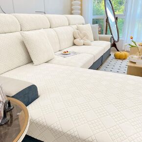 hyha Universal Couch Cushion Covers, Magic Sofa Covers Washable, Stretch Couch Sofa Covers for 2 Cushion Couch, Interior Sofa Seat Cushion Covers for Sofa (1 Cushion Loveseat, Beige)