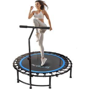 Fitness Exercise Rebounder Mini Trampoline - 35.4" inch Round Jump Exercise Equipment Mini Trampoline For Adults - Rebounders Mini Trampolines For Adults With Bar Handle - SereneLife SLELT418