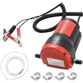 DASBET 12V 60W مستخرج مضخة تغيير الزيت، مستخرج مضخة الزيت/الديزل السائل، مضخة شفط تغيير الزيت، مضخة إزالة الزيت لأنابيب تغيير الزيت، شاحنة RV، قارب ATV (أحمر)