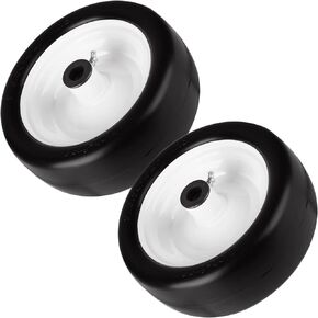 9x3.50-4" Flat Free Lawnmower Tire and Wheel Smooth Tire with Rim for Golf Carts Riding Lawn Mowers | 4" Centered Hub | Bore ID 3/4" 2PCS