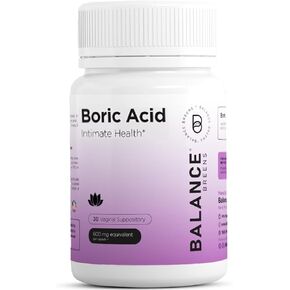 Boric Acid Suppositories for Women 600 mg - 30 Vaginal Use Capsules - ph Balance Pills, Odor Control, Intimate Health Support, Effective Yeast Infection Treatment - Made in USA