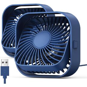 TOPK USB Desk Fan 2Pack Mini Personal Fan Portable, Strong Airflow & Quiet Operation, USB Powered, Three-Speed Wind Small USB Fan for Desk, 360° Rotatable Head for Home Office Table and Desktop Black
