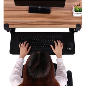 مشبك على صينية لوحة المفاتيح أسفل المكتب، صينية لوحة مفاتيح قابلة للسحب وقابلة للتعديل، مقاس 29.5 بوصة × 10 بوصة للمنزل أو المكتب in Kuwait