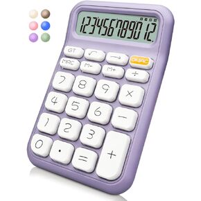 Desk Calculator 12 Digit,Pink Desktop Dual Power Battery and Solar,Desk Calculators with Large LCD Display,Perfect for Home, Office,and School Use,Auto Sleep