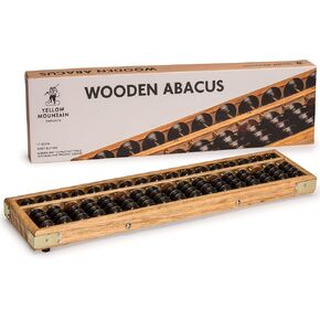 Yellow Mountain Imports Vintage Style Wooden Abacus - 13.9 Inches (35.3 Centimeters) - Professional 17 Column Soroban Calculator with Reset Button - Made in Kuwait
