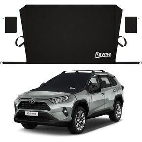 kayme Windshield Snow Cover, Winter Car Window Covers All Weather Water Snow, Ice, Frost, Dust, Sun Protection with Side Mirror Covers, Fits Most Cars, Trucks, Vans, SUVs Etc. (75 x 57 Inches)