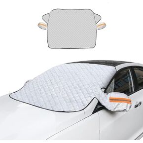 Car Windshield Snow Cover, 4-Layer Protection for Snow, Ice, Frost, Sunlight, Large Magnetic Car Windshield Cover with Side Mirror Protector Fit for Large Cars, SUV, Truck, Van in All Weather