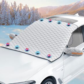 MRIKOL Windshield Snow Cover Frost Wiper & Mirror Covers 4-Layer Protection for Snow, Ice, UV, Windproof Waterproof UV Sunshade Cover for Cars, SUV, Truck, Sedan, Van and MPV (63 x 47.3 inches)