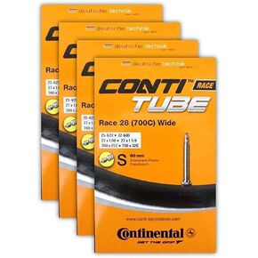 Continental Race 28 700x25-32c Bicycle Inner Tube Bundle - 60mm Presta Valve - 4 Pack w/ Conti Sticker