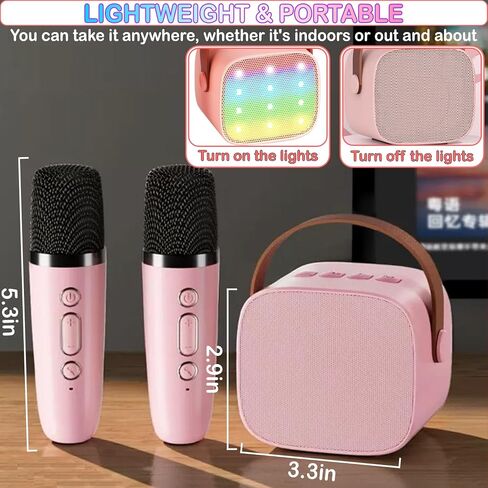 Mini Karaoke Machine for Kids & Adult, 4-12 Years Old Girls Christmas Birthday Gift for Girls & Boys, Karaoke Toys Gifts for Girls Ages 4, 5, 6, 7, 8, 9, 10, 12 +Year Old Birthday Party in Kuwait