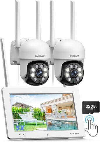 Camcamp 3MP Wired Security Camera Outdoor Add-on Camera for Wireless Home Security Camera Outdoor System with 7" WiFi Touch Monitor, No WiFi Need, No Monthly Fee, 360° Color Night Vision, 24/7 Record in Saudi Arabia