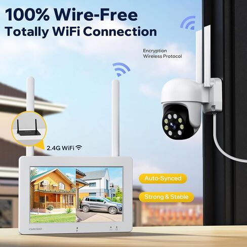 Camcamp 3MP Wired Security Camera Outdoor Add-on Camera for Wireless Home Security Camera Outdoor System with 7" WiFi Touch Monitor, No WiFi Need, No Monthly Fee, 360° Color Night Vision, 24/7 Record in Saudi Arabia
