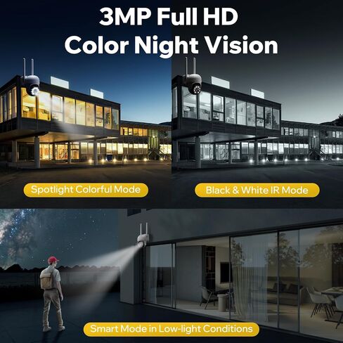 Camcamp 3MP Wired Security Camera Outdoor Add-on Camera for Wireless Home Security Camera Outdoor System with 7" WiFi Touch Monitor, No WiFi Need, No Monthly Fee, 360° Color Night Vision, 24/7 Record in Saudi Arabia