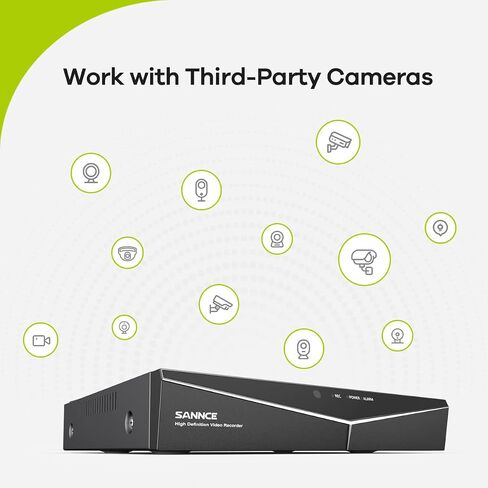 SANNCE 8-Channel 1080P Wired Home Surveillance Security Camera System DVR Recorder with 1TB Hard Disk Drive, Human Detection, Standalone DVR Video Recorder CCTV Support 5-in-1 CVBS/AHD/TVI/CVI/IP in Kuwait