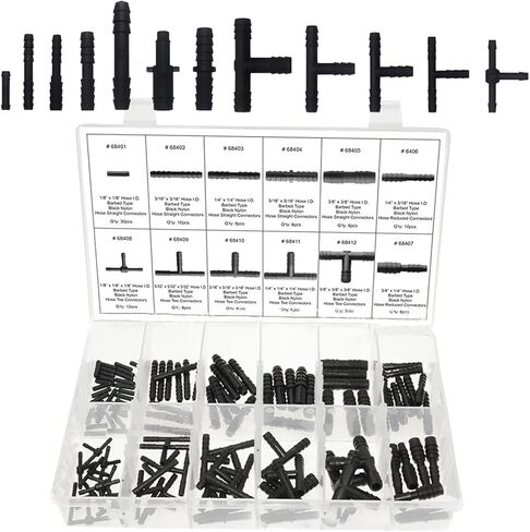 113 PCS Car Sprinkler Pipe Connector Assortment Kit, 12 Sizes Waterproof Automotive Tubing Hoses Connector, Universal Vehicle Straight Hose Combination Accessories for Truck SUV Car (Black) in Saudi Arabia