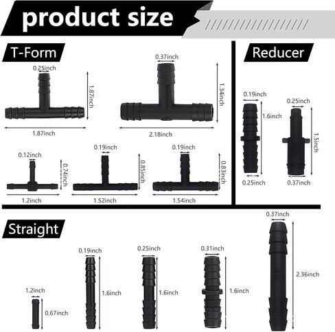 113 PCS Car Sprinkler Pipe Connector Assortment Kit, 12 Sizes Waterproof Automotive Tubing Hoses Connector, Universal Vehicle Straight Hose Combination Accessories for Truck SUV Car (Black) in Saudi Arabia