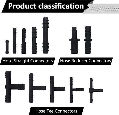 113 PCS Car Sprinkler Pipe Connector Assortment Kit, 12 Sizes Waterproof Automotive Tubing Hoses Connector, Universal Vehicle Straight Hose Combination Accessories for Truck SUV Car (Black) in Saudi Arabia