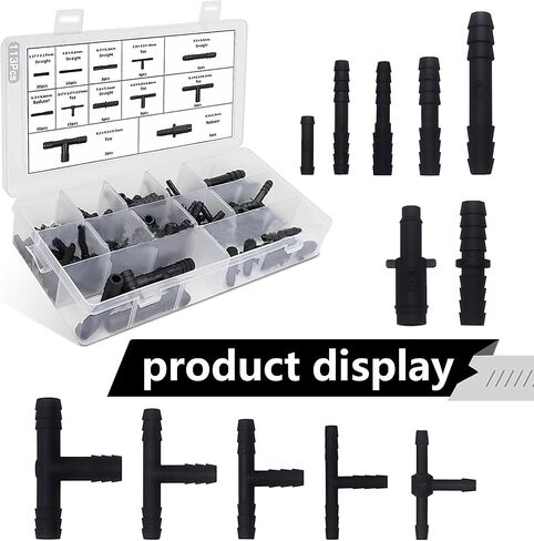 113 PCS Car Sprinkler Pipe Connector Assortment Kit, 12 Sizes Waterproof Automotive Tubing Hoses Connector, Universal Vehicle Straight Hose Combination Accessories for Truck SUV Car (Black) in Saudi Arabia