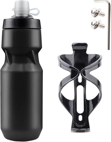 24oz Bike Water Bottle, Sporty Squeeze Water Bottle BPA-free with Durable Ultra-lightweight Plastic Universal Water Bottle Holder, for Outdoor Riding(black) in Saudi Arabia