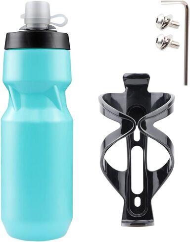 24oz Bike Water Bottle, Sporty Squeeze Water Bottle BPA-free with Durable Ultra-lightweight Plastic Universal Water Bottle Holder, for Outdoor Riding(black) in Saudi Arabia