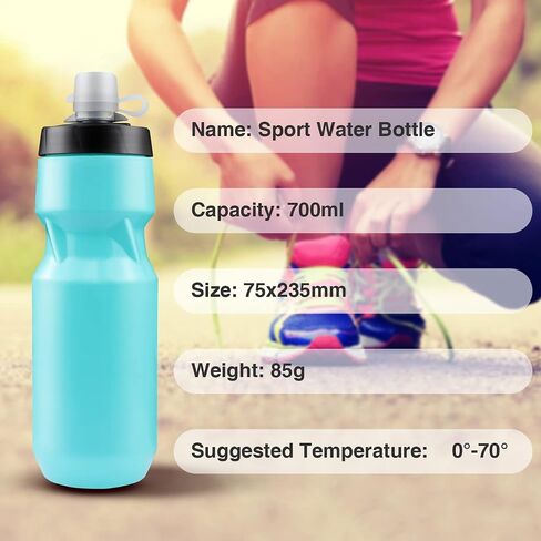 24oz Bike Water Bottle, Sporty Squeeze Water Bottle BPA-free with Durable Ultra-lightweight Plastic Universal Water Bottle Holder, for Outdoor Riding(black) in Saudi Arabia