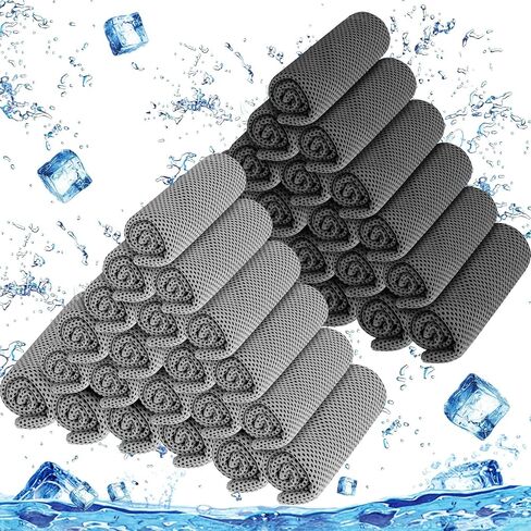 100 Pack Cooling Towel Microfiber Ice Towel Cold Sports Towel Neck and Face Breathable Chilly Sweat Towels for Gym Yoga Golf Workout Beach Accessories, 32 x 12 Inch in Saudi Arabia
