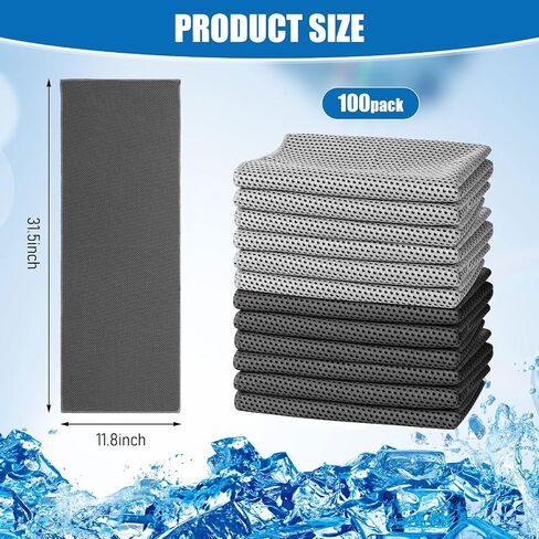 100 Pack Cooling Towel Microfiber Ice Towel Cold Sports Towel Neck and Face Breathable Chilly Sweat Towels for Gym Yoga Golf Workout Beach Accessories, 32 x 12 Inch in Saudi Arabia