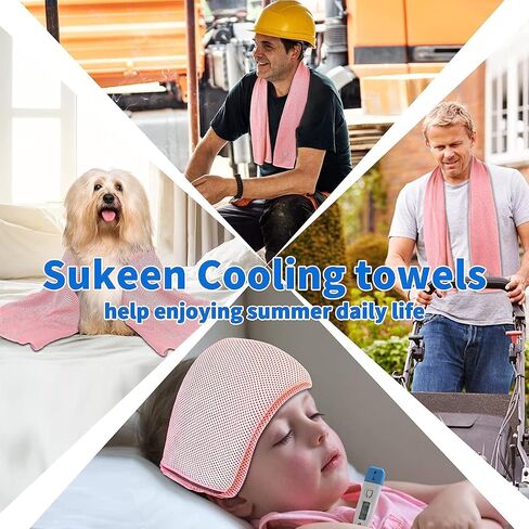 مجموعة من 4 مناشف تبريد من Sukeen (40 بوصة × 12 بوصة) للعرق، ولفائف تبريد للرقبة سريعة الجفاف، منشفة رياضية باردة ناعمة ومسامية لليوجا والرياضة والجري والتمرين والطبخ والألياف الدقيقة in Kuwait