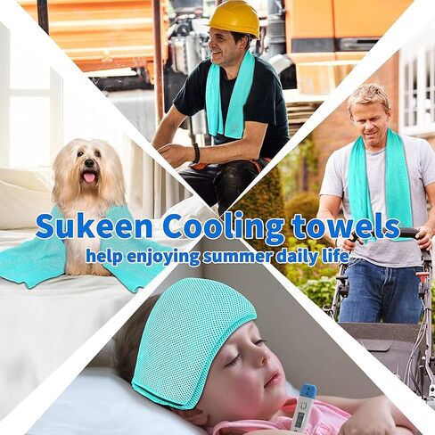 مجموعة من 4 مناشف تبريد من Sukeen (40 بوصة × 12 بوصة) للعرق، ولفائف تبريد للرقبة سريعة الجفاف، منشفة رياضية باردة ناعمة ومسامية لليوجا والرياضة والجري والتمرين والطبخ والألياف الدقيقة in Kuwait