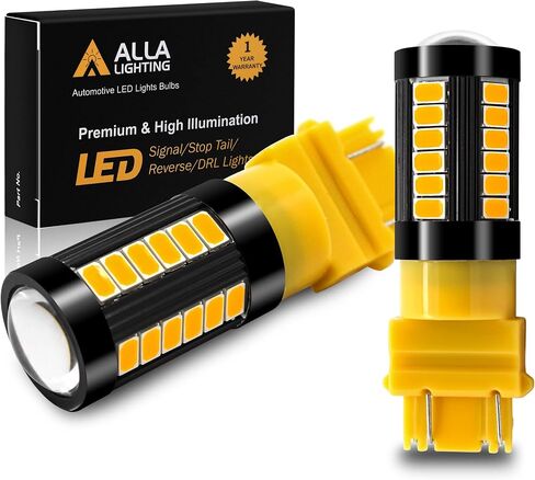 Alla Lighting 2800lm 3156 3157 LED مصابيح إشارة الانعطاف، أصفر كهرماني T25 4157 5702 3457 AK 3757 NAK مصابيح وامضة بديلة Xtreme Super Bright 12V 5730 33-SMD in Saudi Arabia