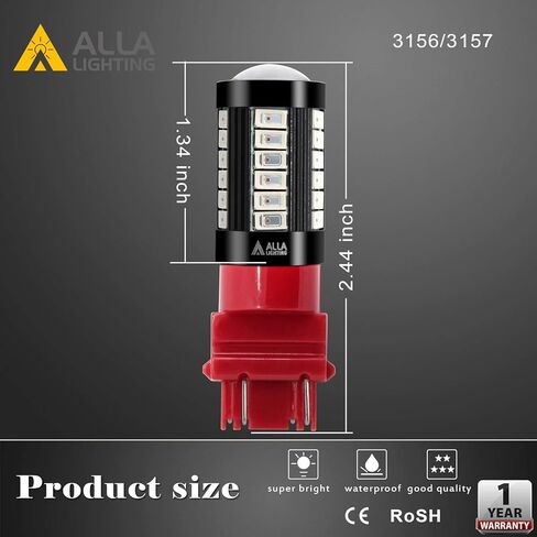 Alla Lighting 2800lm 3156 3157 LED مصابيح إشارة الانعطاف، أصفر كهرماني T25 4157 5702 3457 AK 3757 NAK مصابيح وامضة بديلة Xtreme Super Bright 12V 5730 33-SMD in Saudi Arabia