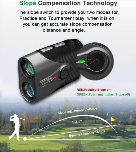 جهاز تحديد المدى للجولف من جرين شوت مع منحدر، تكبير 7X، جهاز تحديد المدى بالليزر بطول 1312 ياردة لقياس نطاق الصيد، ملحقات الجولف in Kuwait