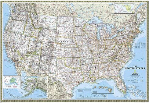 National Geographic: United States Classic Wall Map - Laminated (43.5 x 30.5 inches) (National Geographic Reference Map) in Saudi Arabia