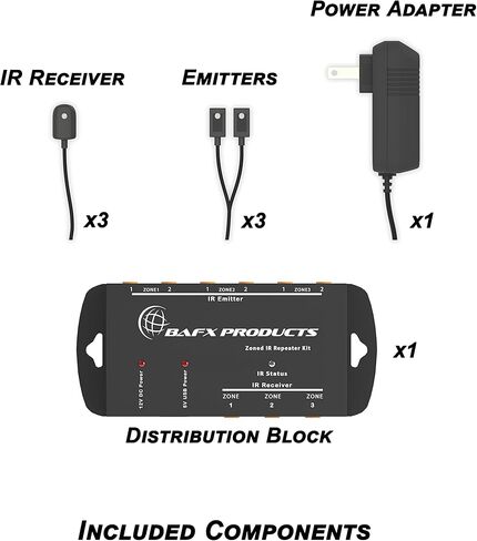 BAFX Products - Triple Zone IR Repeater Kit/Remote Control Extender Kit for Infrared Remote Control Devices in Kuwait