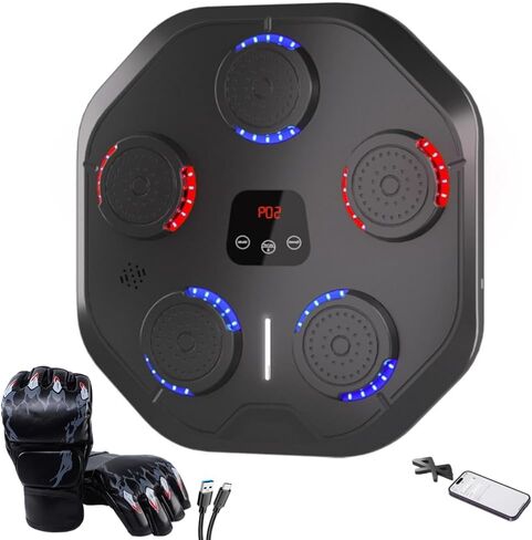 آلة ملاكمة موسيقية ذكية للتمرين المنزلي، آلة ملاكمة LED مع 9 أوضاع تدريب، يمكنها تشغيل موسيقى البلوتوث in Kuwait