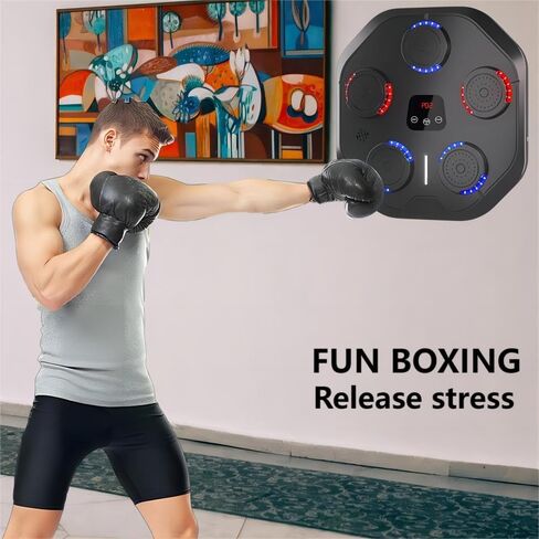 آلة ملاكمة موسيقية ذكية للتمرين المنزلي، آلة ملاكمة LED مع 9 أوضاع تدريب، يمكنها تشغيل موسيقى البلوتوث in Kuwait