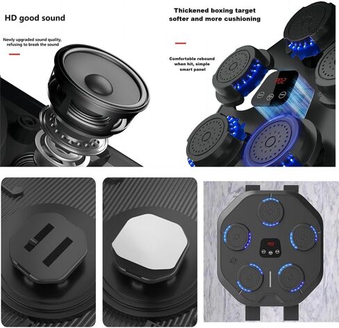 آلة ملاكمة موسيقية ذكية للتمرين المنزلي، آلة ملاكمة LED مع 9 أوضاع تدريب، يمكنها تشغيل موسيقى البلوتوث in Kuwait