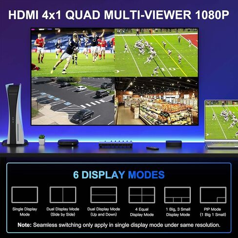 HDMl Video Wall Controller 2x2 4K, PORTTA Video Wall Processor with 11 Splicing Modes, RS232, 180° Rotate, Audio extractor, 2x2,1x2,1x3,1x4,2x1,3x1x4x1, 4 tv screens into 1 wall display in Kuwait