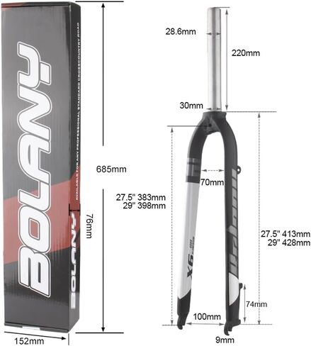 BOLANY Bike Rigid Suspension Forks 1-1/8" Threadless Straight Steerer Universal 26/27.5/29" Disc Brake 9mm QR MTB Front Forks Aluminum Alloy Super-Light Bike Forks in Saudi Arabia
