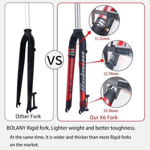 BOLANY Bike Rigid Suspension Forks 1-1/8" Threadless Straight Steerer Universal 26/27.5/29" Disc Brake 9mm QR MTB Front Forks Aluminum Alloy Super-Light Bike Forks in Saudi Arabia