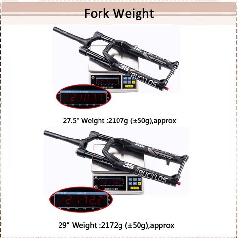 BUCKLOS MTB شوكة تعليق هوائية 27.5 29 110 * 15 مم Boost AM E-Bike مدبب، سفر 160 مم 36 مم أنبوب داخلي من خلال تعديل ارتداد المحور شوكة أمامية لفرامل القرص، تناسب جميع الدراجات الإلكترونية الجبلية إلخ. in Kuwait
