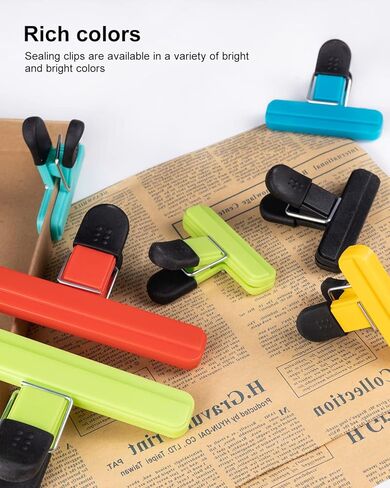 Chip Clips 14PCS Food Bag Clips with Heavy Duty(4 Large &10 Small Size) Seal Grip Assorted Colors in Kuwait