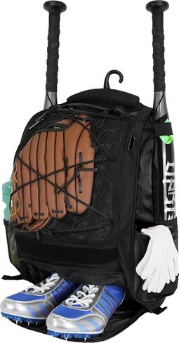 Youth Baseball Backpack Bag - Baseball Bag with Shoes Compartment, Bat holder & Fence Hook, for Softball & T-Ball Gears, Bat, Helmet, Gloves, Fit To Young & Adult in Saudi Arabia
