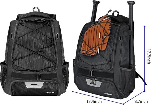 Youth Baseball Backpack Bag - Baseball Bag with Shoes Compartment, Bat holder & Fence Hook, for Softball & T-Ball Gears, Bat, Helmet, Gloves, Fit To Young & Adult in Saudi Arabia