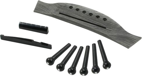 6 String Acoustic Guitar Rosewood Bridge Set with Bridge, Bridge Pins, End Pin, Saddle and Nuts(Black, Style 1) in Kuwait