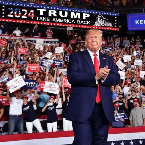 علم ترامب 2024 - 3 × 5 قدم و1.6 × 9.8 قدم مجموعة راية علم ترامب للأعلام الداخلية والخارجية - 2024 خذ أمريكا مرة أخرى بنمط ملون علم ترامب ديكور الحفلات الوطنية (قطعتان) in Kuwait